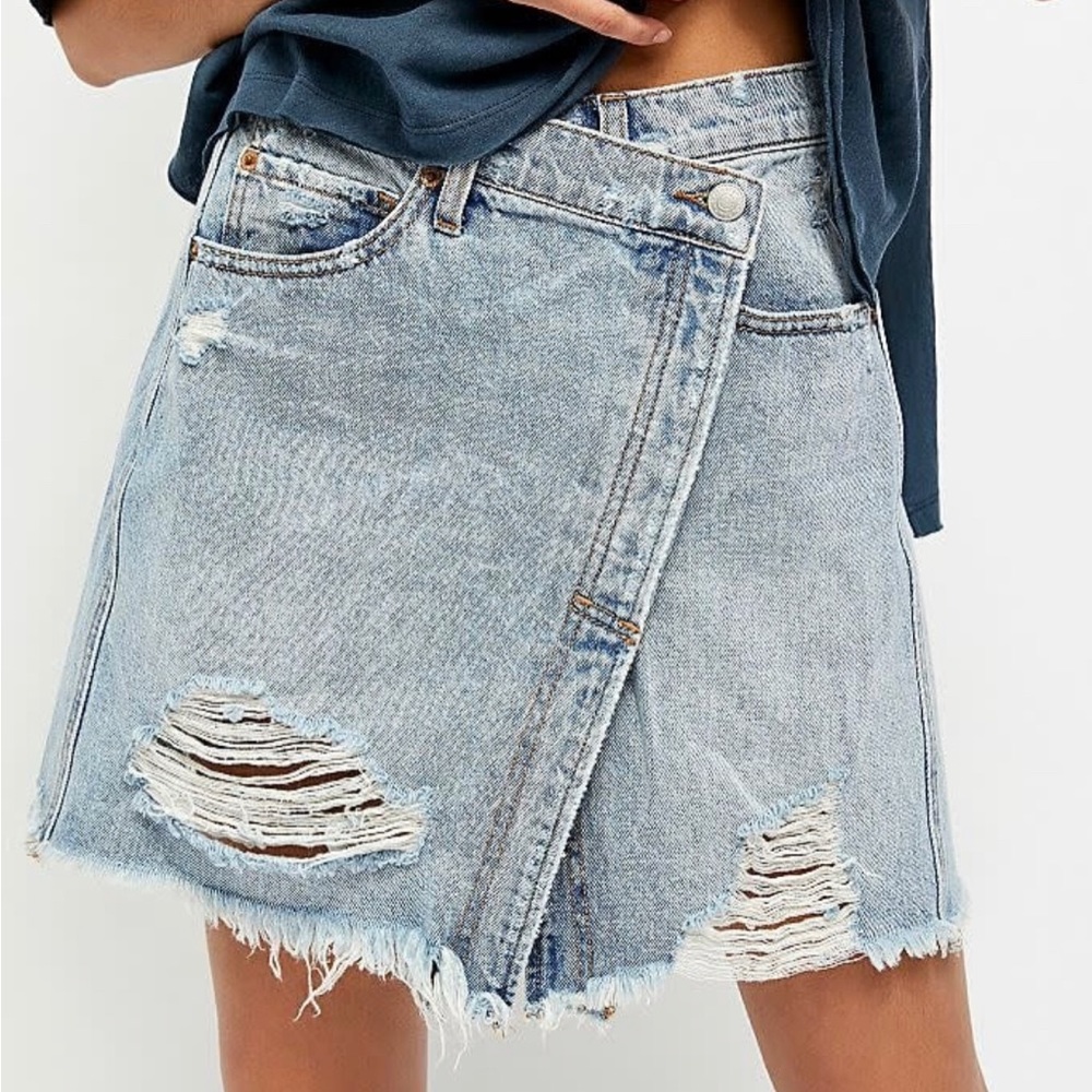 Free People Parker Wrap Denim Skirt Sz 24